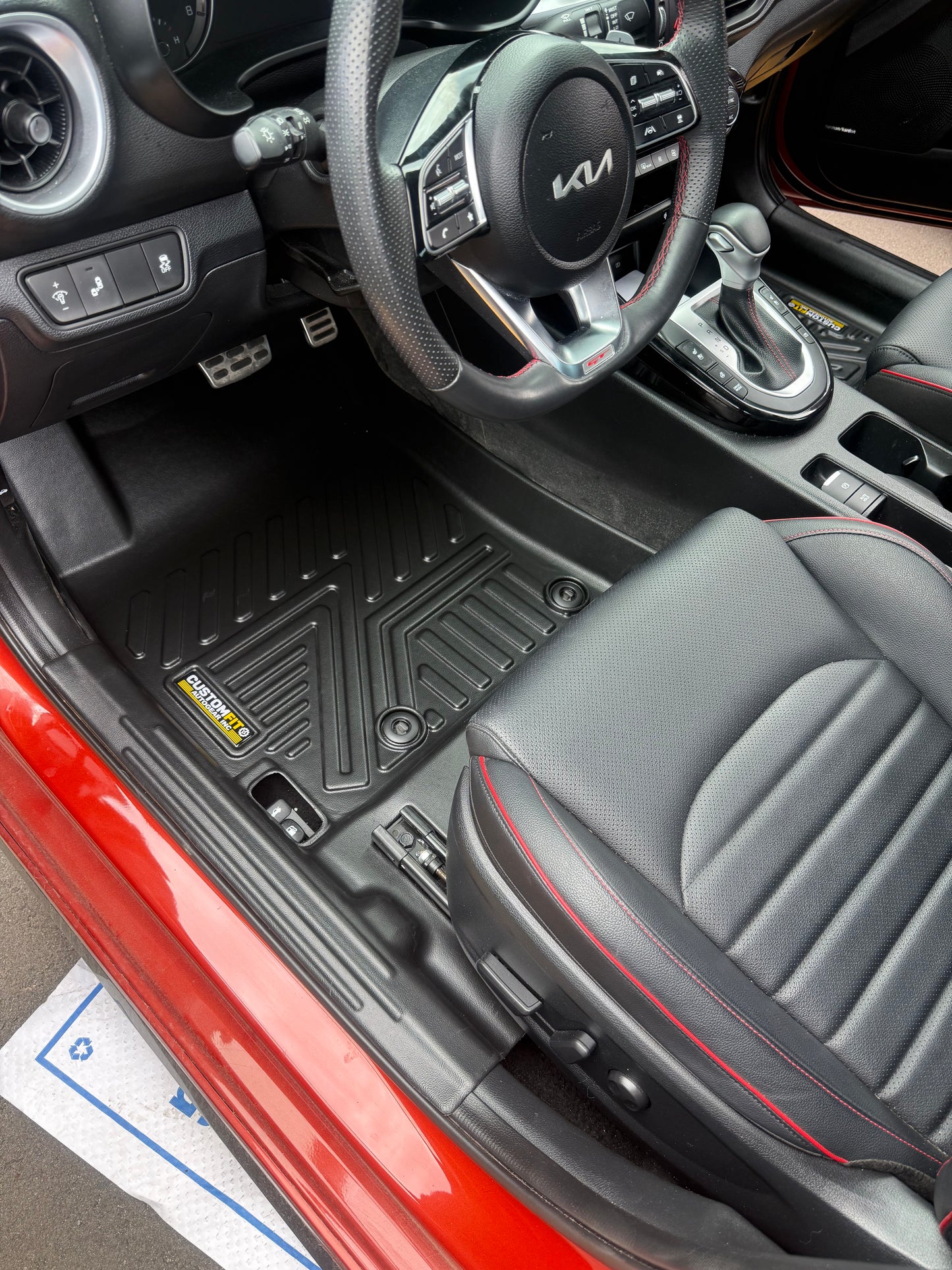 Kia Forte Car interior with full coverage 5d tpe car floor mats installed